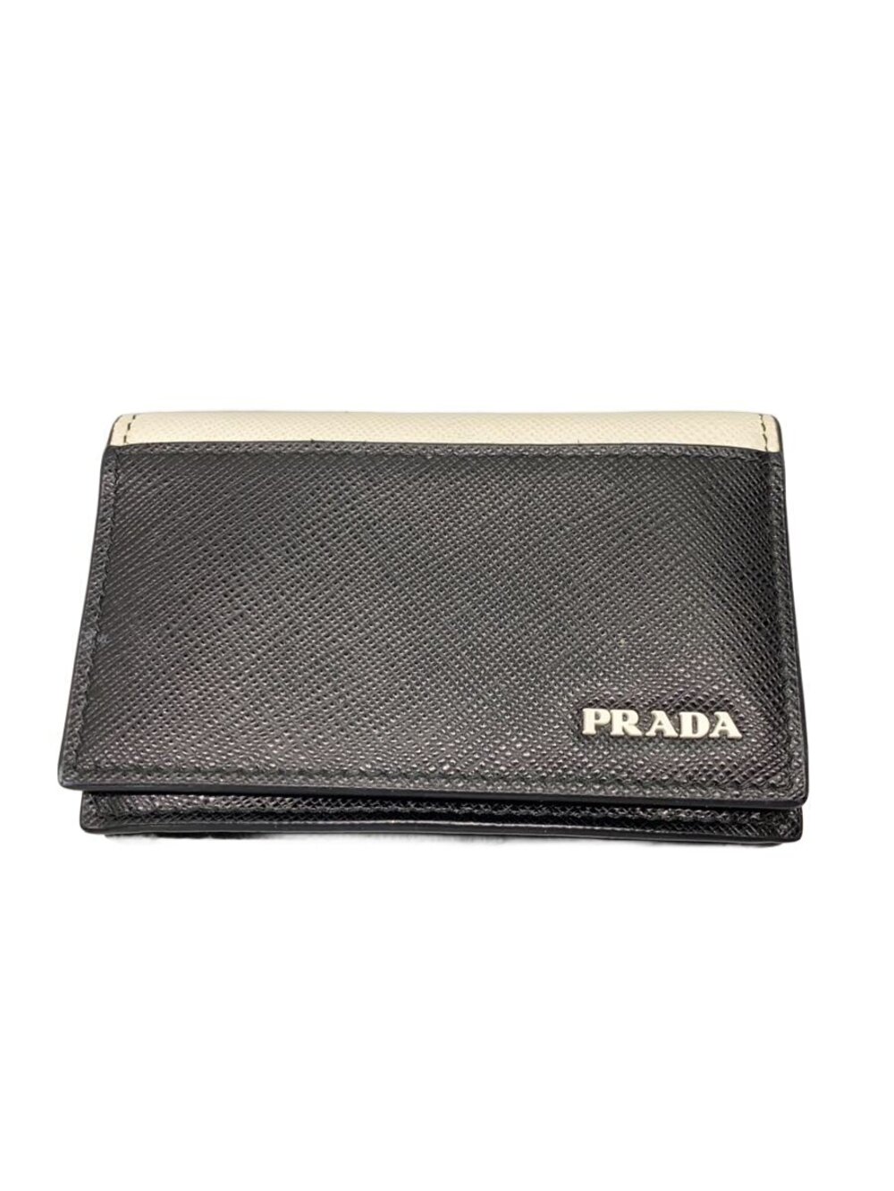 Prada Card Case Wallet Leather Black